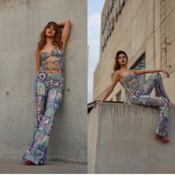 Oceanus x Anthropologie Eden Cutout Strapless Jumpsuit Jumper Purple size M - Picture 2 of 10